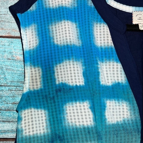 Anthropologie Postmark Egress Top XS Sleeveless Hi Low Blue Abstract Window - Picture 4 of 8